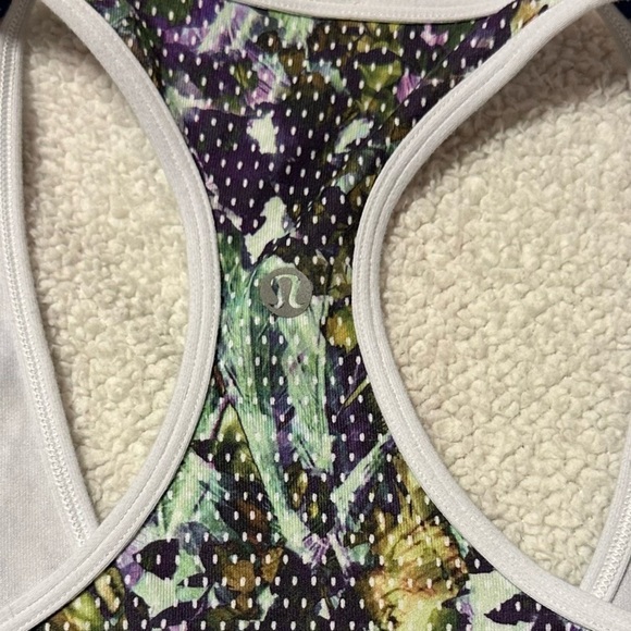 Lululemon Cool Racerback Tank Top Green Purple Floral Sport White Multi Print - Picture 7 of 10